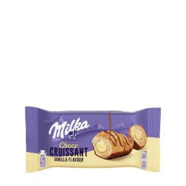 Milka Croissant vanilie cu talpa glazurată cu ciocolată 14 x 50GR Milka Croissant vanilie cu talpa glazurată cu ciocolată 14 x 50GR