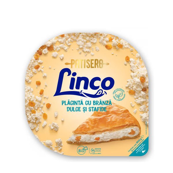 Linco Placinta cu branza dulce si stafide 800GR Linco Placinta cu branza dulce si stafide 800GR