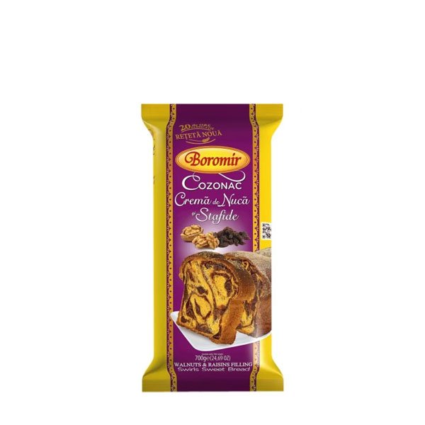 Boromir Cozonac cu crema de nuca si stafidel 9 x 450GR Boromir Cozonac cu crema de nuca si stafidel 9 x 450GR