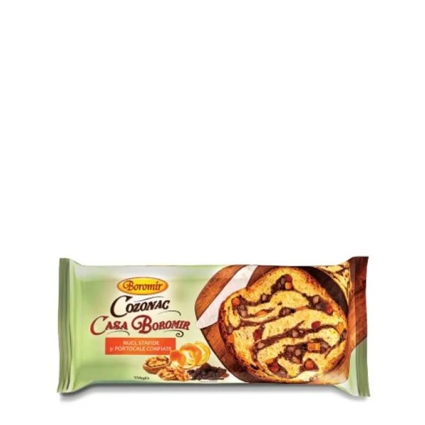 Boromir Cozonac de casa cu nuci stafide si portocale confiate 9 x 550GR Boromir Cozonac de casa cu nuci stafide si portocale confiate 9 x 550GR
