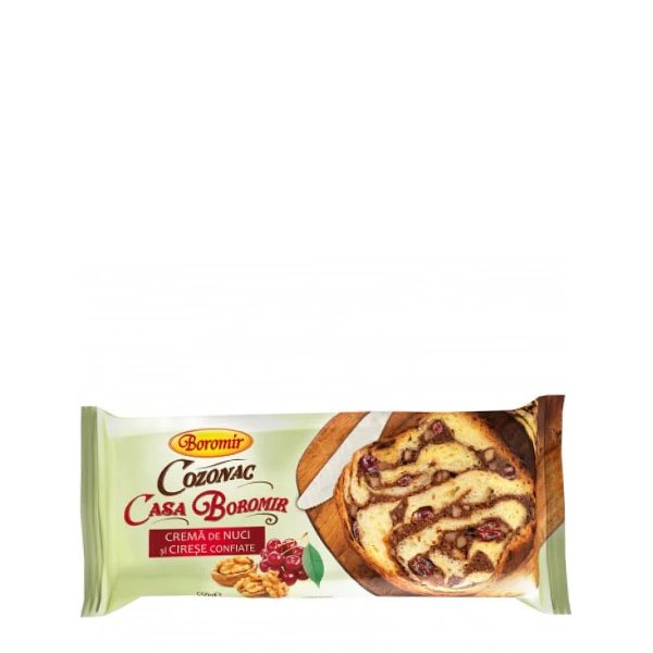 Boromir Cozonac de casa cu nuca si cirese confiate 9 x 550GR Boromir Cozonac de casa cu nuca si cirese confiate 9 x 550GR