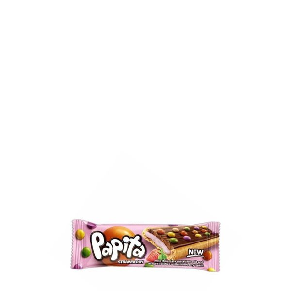 Papita Biscuiti cu glazura de ciocolata si crema de capsuni 24 x 33GR