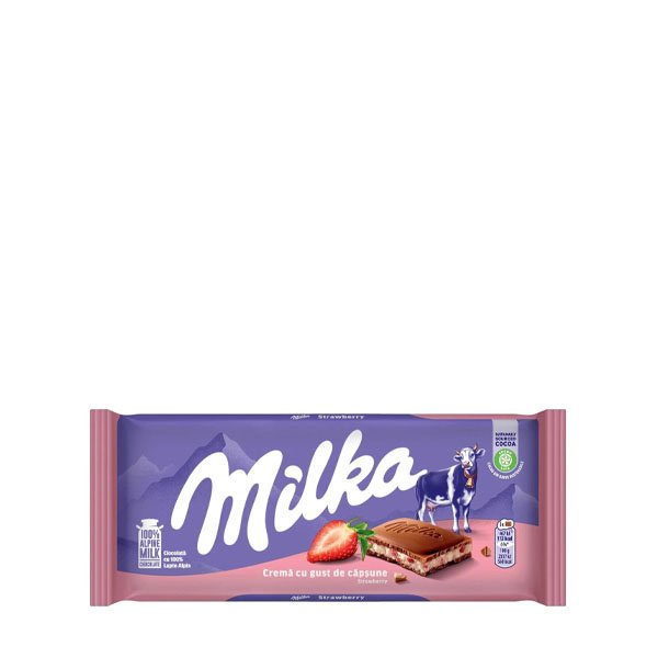 Milka Ciocolata cu iaurt și căpșuni 100GR Milka Ciocolata cu iaurt și căpșuni 100GR