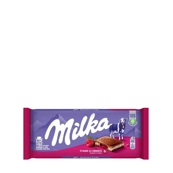 Milka ciocolata cu crema de zmeura 100GR Milka ciocolata cu crema de zmeura 100GR