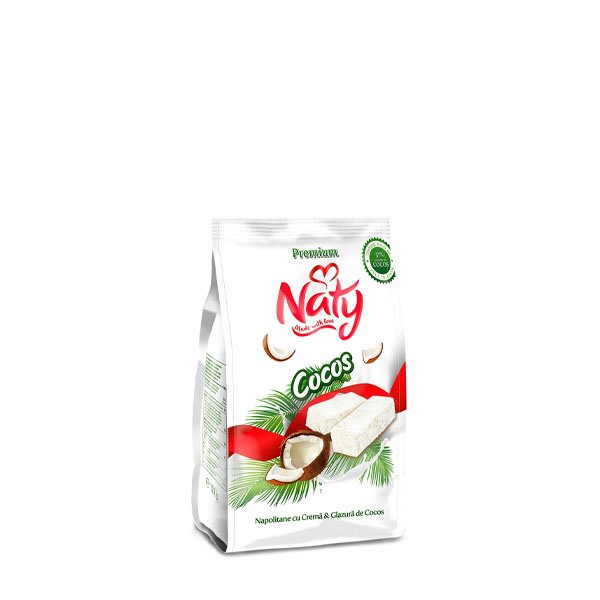 Napolitane cu crema si glazura de cocos 9 x 140GR