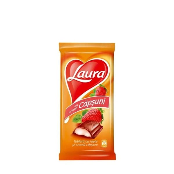 Laura Ciocolată cu lapte si capsuni 24 x 92GR