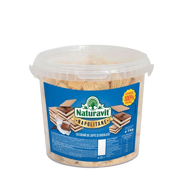 Naturavit Napolitane cu crema de lapte si ciocolata 1KG
