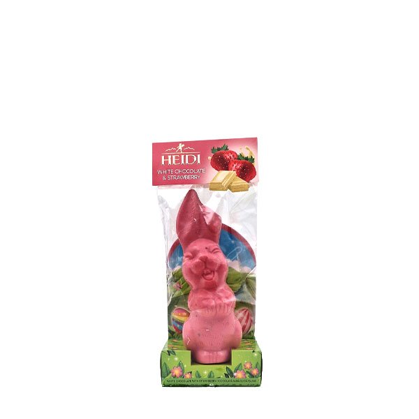 Heidi Mini iepuras din ciocolata alba cu capsuni 33 x 75GR Heidi Mini iepuras din ciocolata alba cu capsuni 33 x 75GR