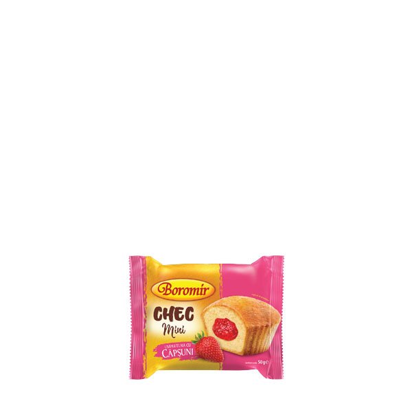 Boromir Chec Mini cu crema de capsuni 13 x 50GR