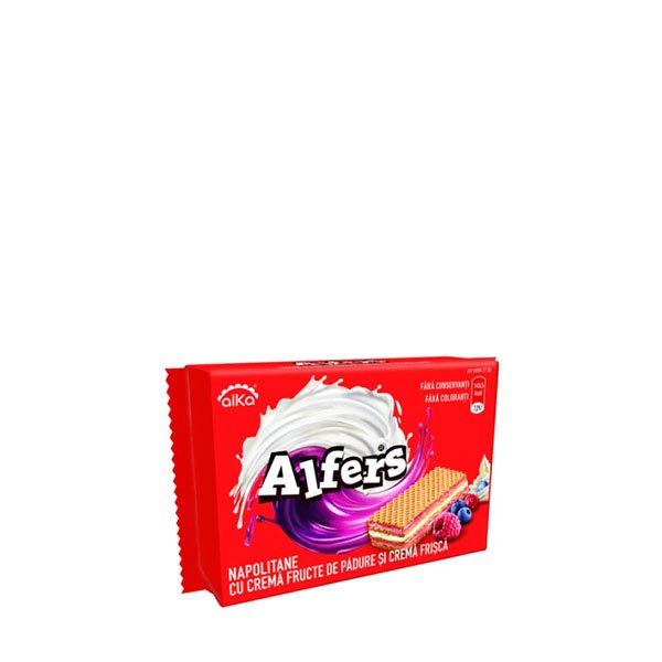 Alfers Napolitana crema de fructe de padure si crema frisca 12 x 170GR