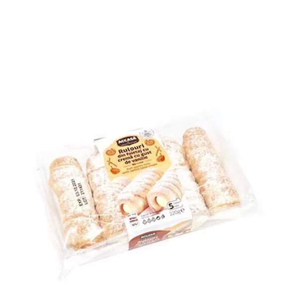 Accasa Rulouri din foietaj cu crema de Vanilie 350GR